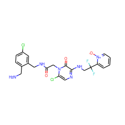 NCc1ccc(Cl)cc1CNC(=O)Cn1c(Cl)cnc(NCC(F)(F)c2cccc[n+]2[O-])c1=O ZINC000001491960