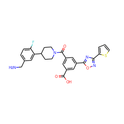 NCc1ccc(F)c(C2CCN(C(=O)c3cc(C(=O)O)cc(-c4nc(-c5cccs5)no4)c3)CC2)c1 ZINC000028394025