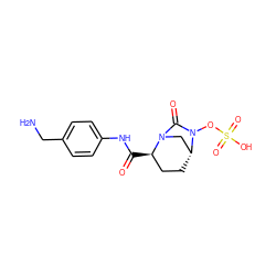 NCc1ccc(NC(=O)[C@@H]2CC[C@@H]3CN2C(=O)N3OS(=O)(=O)O)cc1 ZINC000043206323