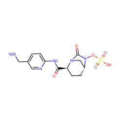 NCc1ccc(NC(=O)[C@@H]2CC[C@@H]3CN2C(=O)N3OS(=O)(=O)O)nc1 ZINC000096168630