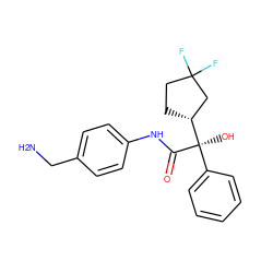 NCc1ccc(NC(=O)[C@](O)(c2ccccc2)[C@@H]2CCC(F)(F)C2)cc1 ZINC000013534213