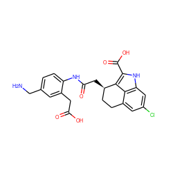 NCc1ccc(NC(=O)C[C@@H]2CCc3cc(Cl)cc4[nH]c(C(=O)O)c2c34)c(CC(=O)O)c1 ZINC000003811960