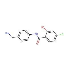 NCc1ccc(NC(=O)c2ccc(Cl)cc2O)cc1 ZINC000084604918