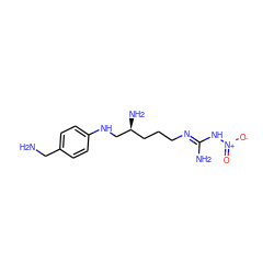 NCc1ccc(NC[C@@H](N)CCC/N=C(\N)N[N+](=O)[O-])cc1 ZINC000013517985