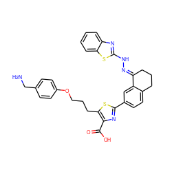 NCc1ccc(OCCCc2sc(-c3ccc4c(c3)/C(=N/Nc3nc5ccccc5s3)CCC4)nc2C(=O)O)cc1 ZINC000098209595