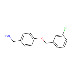 NCc1ccc(OCc2cccc(Cl)c2)cc1 ZINC000011801029