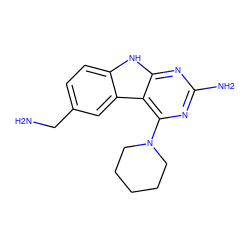 NCc1ccc2[nH]c3nc(N)nc(N4CCCCC4)c3c2c1 ZINC000221381366