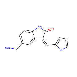 NCc1ccc2c(c1)/C(=C/c1ccc[nH]1)C(=O)N2 ZINC000014962844