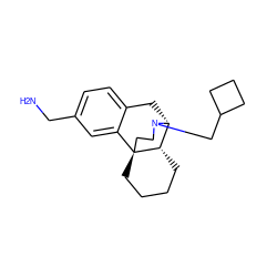 NCc1ccc2c(c1)[C@@]13CCCC[C@H]1[C@@H](C2)N(CC1CCC1)CC3 ZINC000013532338