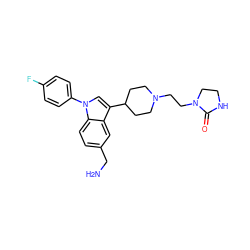 NCc1ccc2c(c1)c(C1CCN(CCN3CCNC3=O)CC1)cn2-c1ccc(F)cc1 ZINC000001493955