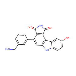 NCc1cccc(-c2cc3[nH]c4ccc(O)cc4c3c3c2C(=O)NC3=O)c1 ZINC000036161249