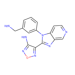 NCc1cccc(-n2c(-c3nonc3N)nc3cnccc32)c1 ZINC000028397622