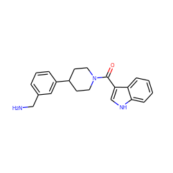 NCc1cccc(C2CCN(C(=O)c3c[nH]c4ccccc34)CC2)c1 ZINC000028473721