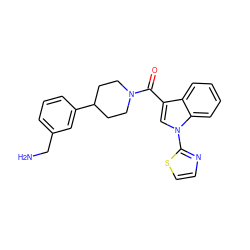 NCc1cccc(C2CCN(C(=O)c3cn(-c4nccs4)c4ccccc34)CC2)c1 ZINC000028471674