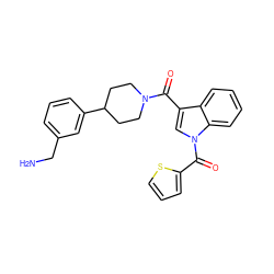 NCc1cccc(C2CCN(C(=O)c3cn(C(=O)c4cccs4)c4ccccc34)CC2)c1 ZINC000028476885