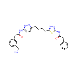 NCc1cccc(CC(=O)Nc2ccc(CCCCc3nnc(NC(=O)Cc4ccccc4)s3)nn2)c1 ZINC000169698264