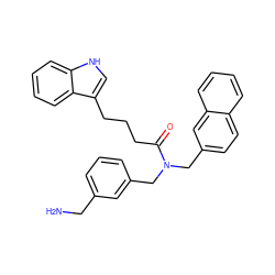 NCc1cccc(CN(Cc2ccc3ccccc3c2)C(=O)CCCc2c[nH]c3ccccc23)c1 ZINC000028826254