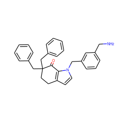 NCc1cccc(Cn2ccc3c2C(=O)C(Cc2ccccc2)(Cc2ccccc2)CC3)c1 ZINC000026487106