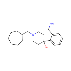 NCc1ccccc1C1(O)CCN(CC2CCCCCC2)CC1 ZINC000028817232