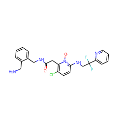 NCc1ccccc1CNC(=O)Cc1c(Cl)ccc(NCC(F)(F)c2ccccn2)[n+]1[O-] ZINC000028524853