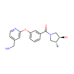 NCc1ccnc(Oc2cccc(C(=O)N3C[C@@H](O)[C@H](F)C3)c2)c1 ZINC001772571993