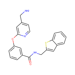 NCc1ccnc(Oc2cccc(C(=O)NCc3cc4ccccc4s3)c2)c1 ZINC001772601113