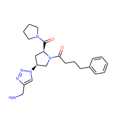 NCc1cn([C@H]2C[C@@H](C(=O)N3CCCC3)N(C(=O)CCCc3ccccc3)C2)nn1 ZINC000095566047