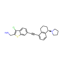 NCc1sc2cc(C#Cc3cccc4c3CCC[C@H]4N3CCCC3)ccc2c1Cl ZINC000072107652