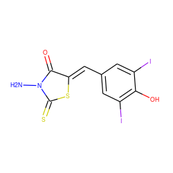 NN1C(=O)/C(=C/c2cc(I)c(O)c(I)c2)SC1=S ZINC000040860643