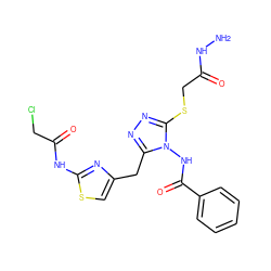 NNC(=O)CSc1nnc(Cc2csc(NC(=O)CCl)n2)n1NC(=O)c1ccccc1 ZINC000028712145