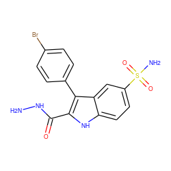 NNC(=O)c1[nH]c2ccc(S(N)(=O)=O)cc2c1-c1ccc(Br)cc1 ZINC000040916312