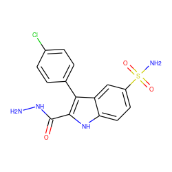 NNC(=O)c1[nH]c2ccc(S(N)(=O)=O)cc2c1-c1ccc(Cl)cc1 ZINC000040917873