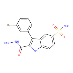 NNC(=O)c1[nH]c2ccc(S(N)(=O)=O)cc2c1-c1cccc(Br)c1 ZINC000040918021