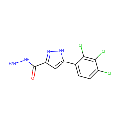 NNC(=O)c1cc(-c2ccc(Cl)c(Cl)c2Cl)[nH]n1 ZINC000064593867