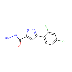 NNC(=O)c1cc(-c2ccc(Cl)cc2Cl)n[nH]1 ZINC000000536057