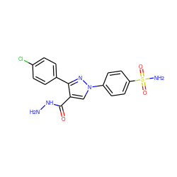 NNC(=O)c1cn(-c2ccc(S(N)(=O)=O)cc2)nc1-c1ccc(Cl)cc1 ZINC000103248239