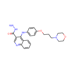 NNC(=O)c1cnc2ccccc2c1Nc1ccc(OCCCN2CCOCC2)cc1 ZINC000473147882