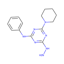 NNc1nc(Nc2ccccc2)nc(N2CCCCC2)n1 ZINC000034633360