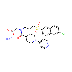 NOC(=O)CN(CCCS(=O)(=O)c1ccc2cc(Cl)ccc2c1)C(=O)C1CCN(c2ccncc2)CC1 ZINC000034689268