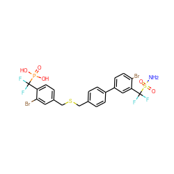 NS(=O)(=O)C(F)(F)c1cc(-c2ccc(CSCc3ccc(C(F)(F)P(=O)(O)O)c(Br)c3)cc2)ccc1Br ZINC000049807893