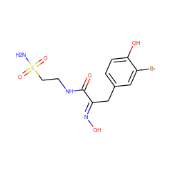 NS(=O)(=O)CCNC(=O)/C(Cc1ccc(O)c(Br)c1)=N/O ZINC000014681576