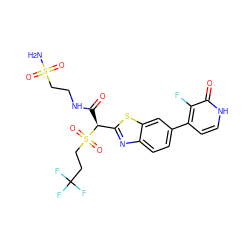 NS(=O)(=O)CCNC(=O)[C@@H](c1nc2ccc(-c3cc[nH]c(=O)c3F)cc2s1)S(=O)(=O)CCC(F)(F)F ZINC000145528338