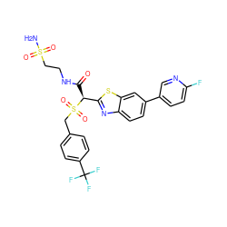 NS(=O)(=O)CCNC(=O)[C@@H](c1nc2ccc(-c3ccc(F)nc3)cc2s1)S(=O)(=O)Cc1ccc(C(F)(F)F)cc1 ZINC000144501820