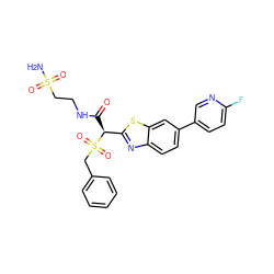 NS(=O)(=O)CCNC(=O)[C@@H](c1nc2ccc(-c3ccc(F)nc3)cc2s1)S(=O)(=O)Cc1ccccc1 ZINC000144110668