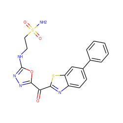 NS(=O)(=O)CCNc1nnc(C(=O)c2nc3ccc(-c4ccccc4)cc3s2)o1 ZINC001772571425