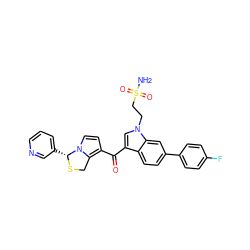 NS(=O)(=O)CCn1cc(C(=O)c2ccn3c2CS[C@@H]3c2cccnc2)c2ccc(-c3ccc(F)cc3)cc21 ZINC000026732953