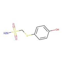 NS(=O)(=O)CSc1ccc(O)cc1 ZINC000013832211