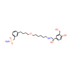 NS(=O)(=O)Cc1cccc(CCCCOCCCCCCNC[C@H](O)c2ccc(O)c(CO)c2)c1 ZINC000003989231