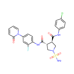 NS(=O)(=O)N1C[C@H](C(=O)Nc2ccc(Cl)cc2)[C@@H](C(=O)Nc2ccc(-n3ccccc3=O)cc2F)C1 ZINC000058592887