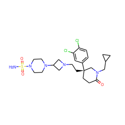 NS(=O)(=O)N1CCN(C2CN(CC[C@]3(c4ccc(Cl)c(Cl)c4)CCC(=O)N(CC4CC4)C3)C2)CC1 ZINC000027563722